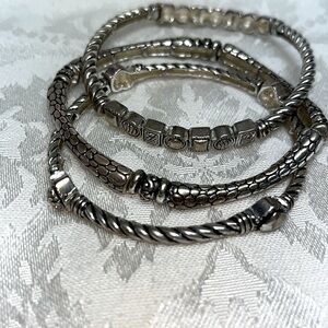 Set of 3 stretchy silver tone bracelets
